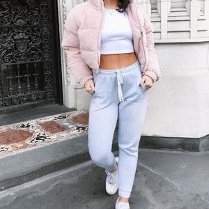 Revolve pink puffer jacket never worn!